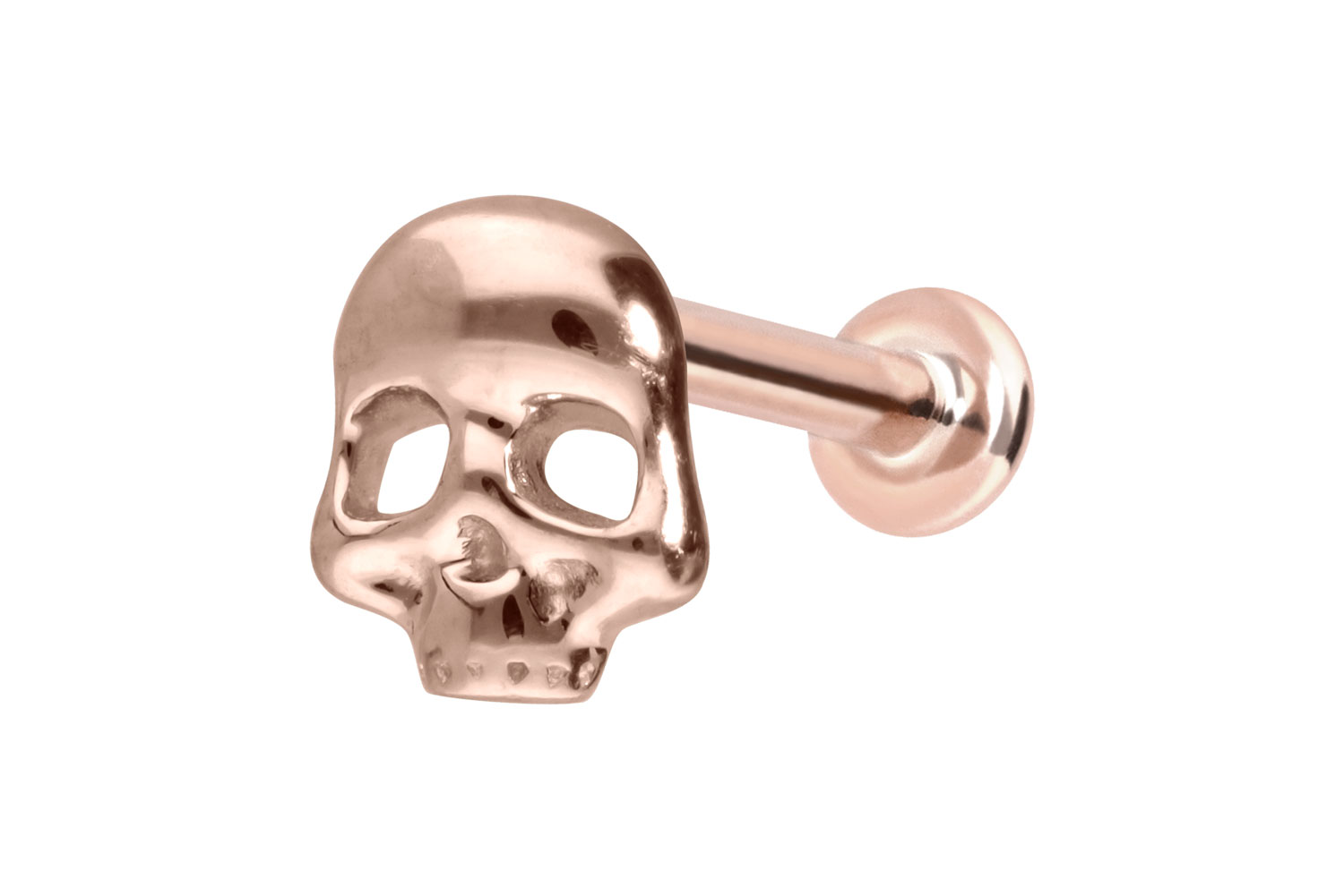 14 Karat Gold Labret Piercing mit Push Fit TOTENKOPF